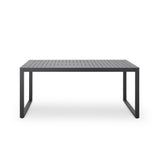 Modern Outdoor Aluminum Rectangular Dining Table With Slatted Top