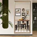 Elegant Full Body Floor Mirror With Artificial Wood Frame, Durable Design - Copper