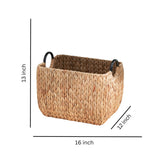 Rectangular Multi Purpose Water Hyacinth Woven Wicker Baskets With Handles - Natural / Brown