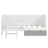 Daybed With Storage Shelves And Lockers, Multi Functional Bed With Study Desk And Matching Stool