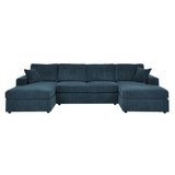 3 Piece Corduroy Double Chaise Sectional Sofa