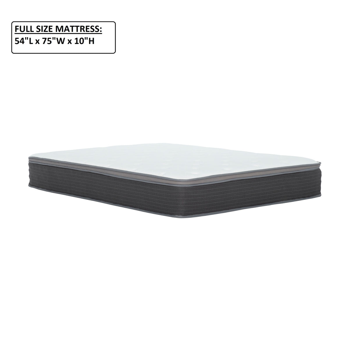 10" Full Size Hybrid Mattress In A Box, Gel Memory Foam Mattress Top With Pocket Coil Base - Gray / White