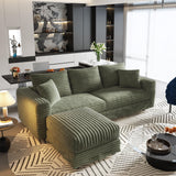 Deep Seat Convertible Sofa With Soft Pillows And Ottomans