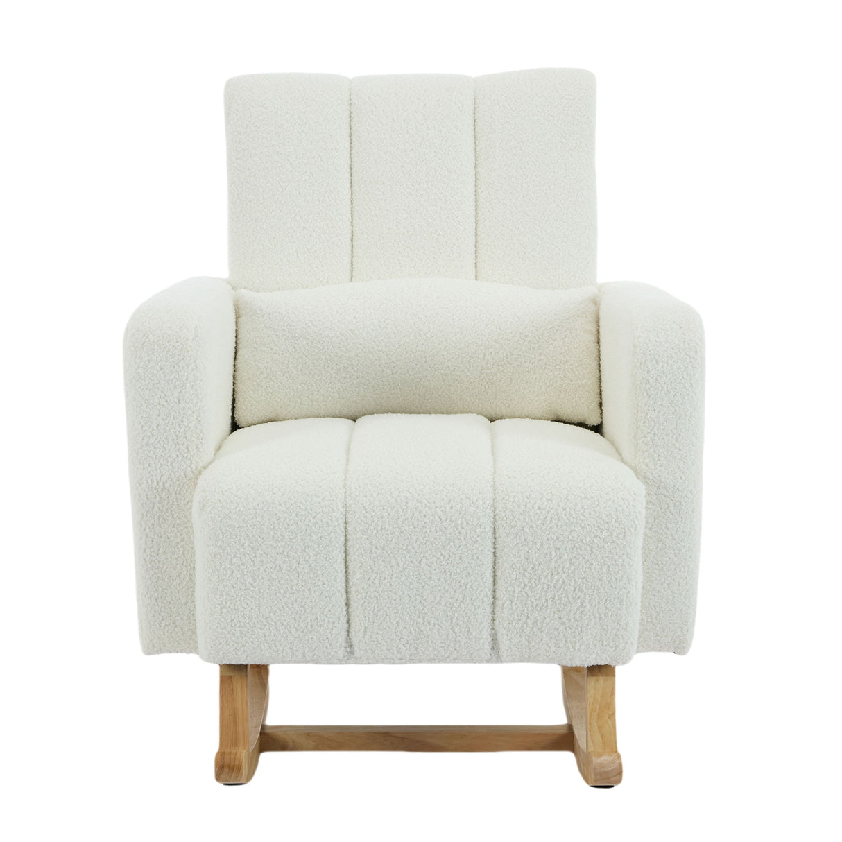 Accent Rocking Chair With Pillow, Spacious & Comfortable Seating For Living Room Or Bedroom - Cream White