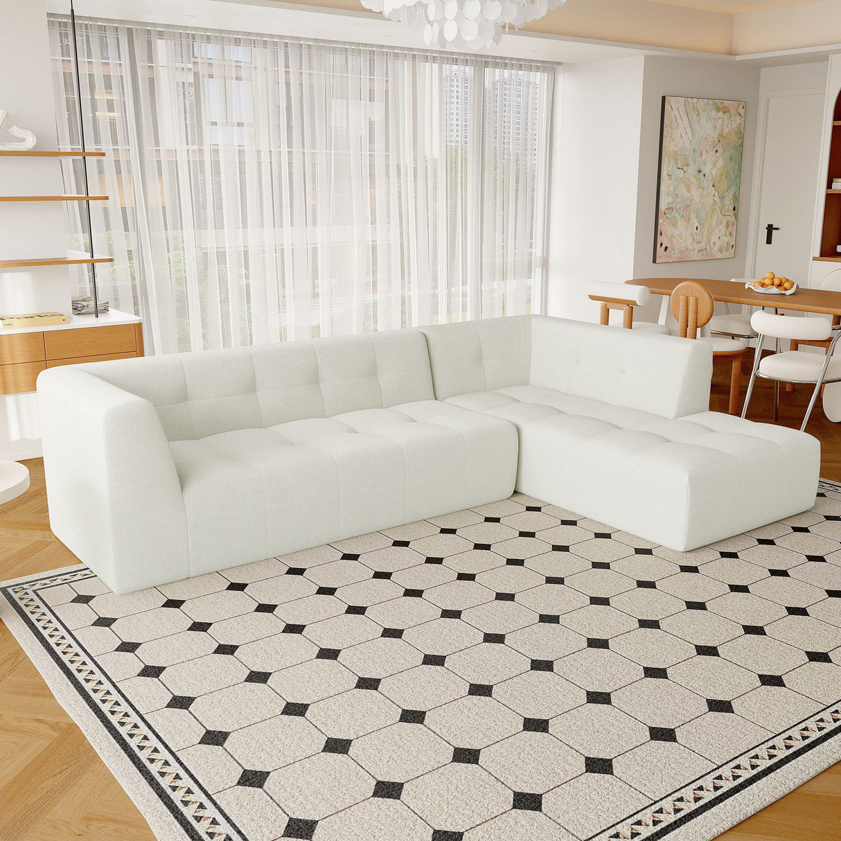 Modular Combination Living Room Sofa Set, Modern Minimalist Sofa, Living Room Upholstered Sofa Bed, Bedroom, 2 Pieces Computer Free Combination, L - Shaped