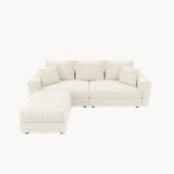 Deep Seat Convertible Sofa With Soft Pillows And Ottomans