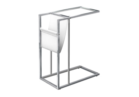 C-Shaped Accent Table Magazine Storage For Living Room - Chrome