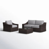 Outdoor Wicker Conversation Set With Cushions, All Weather