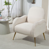 Modern Accent Chair With Metal Legs, Snowflake Fabric Armchair