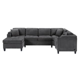 U Shaped Sectional Sofa, Corner Living Room Couch With Built In Cup Holders, Storage, USB Ports