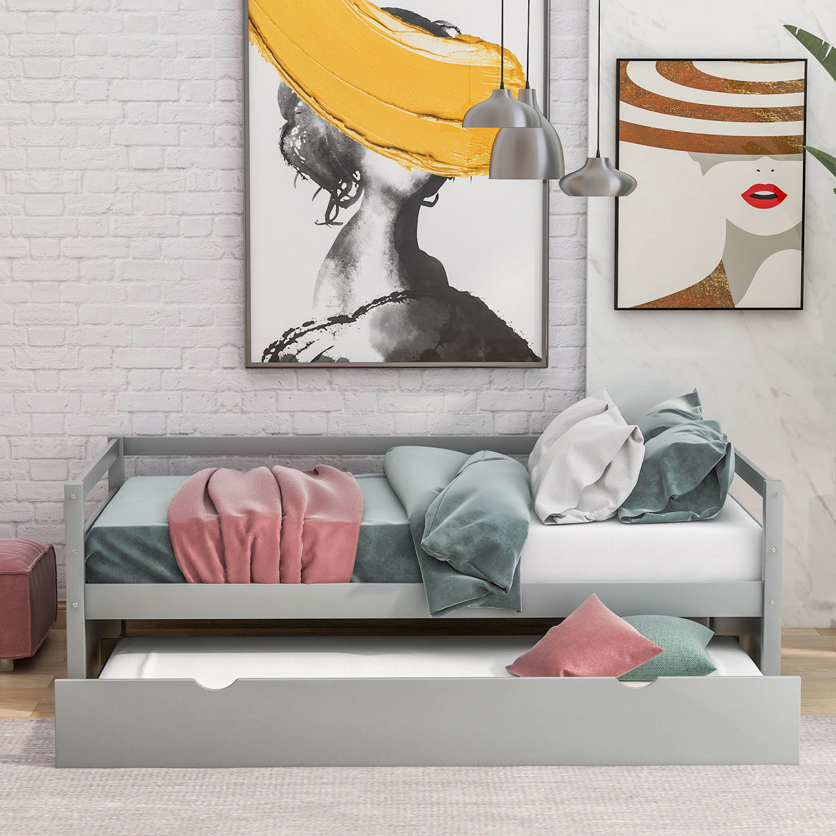 Twin Daybed With Trundle Frame Set