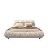 Luxury Upholstered Platform Bed With Oversized Padded Backrest And Solid Wood Frame
