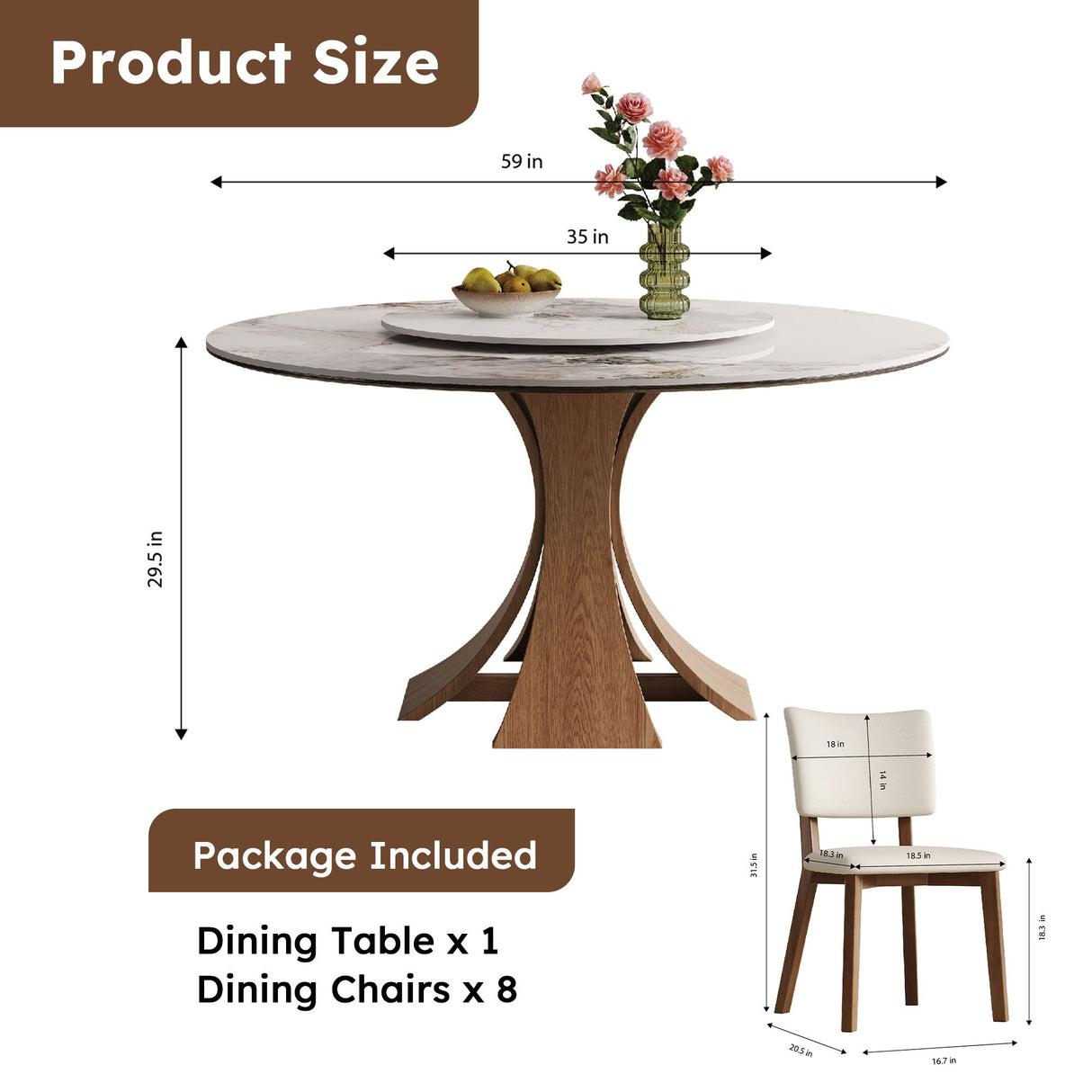Dining Table Set With Wooden Base
