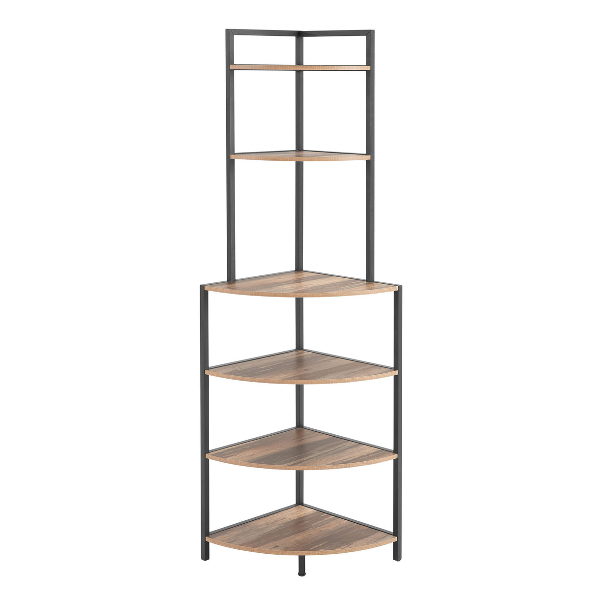 6 Tier Corner Open Shelf Modern Bookcase Wood Rack Freestanding Shelving Unit, Plant Album Trinket Sturdy Stand Small Bookshelf Space-Saving For Living Room Home Office Kitchen Small Space - Rustic Brown