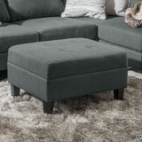 Classic Ottoman With Birch Wood Legs And Fabric Upholstery