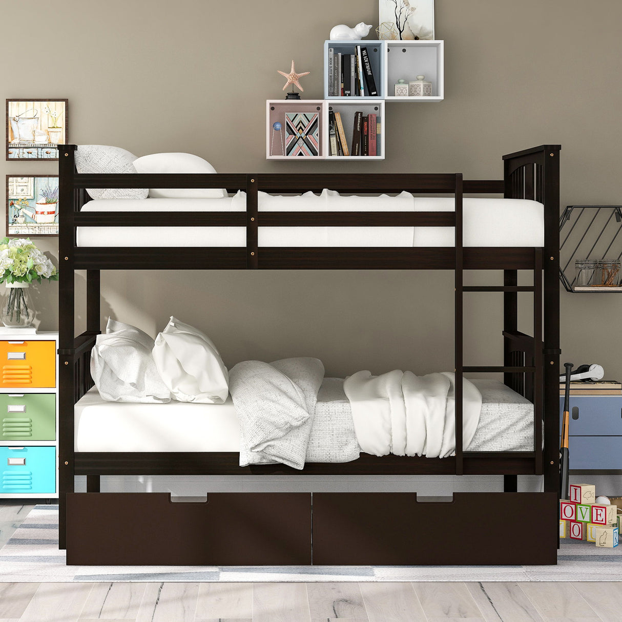 Bunk Bed With Ladder For Bedroom, Guest Room Furniture