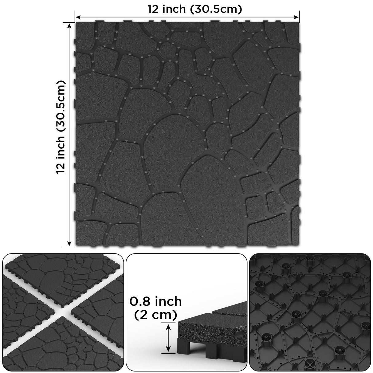Stone Texture Patio Deck Tiles, Diy Module Interlocking Decking Floor Tiles