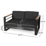Loveseat With Slat Paneling And Aluminum Frame - Black
