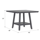Counter Height Dining Table With Tapered Base And Lazy Susan - Gray