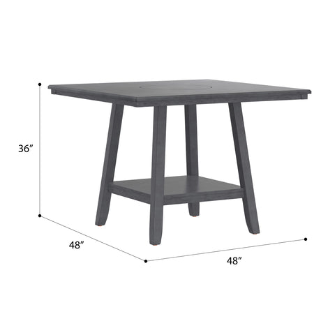 Counter Height Dining Table With Tapered Base And Lazy Susan - Gray