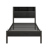 Modern Metal Platform Bed Frame With Storage Headboard And Charging Station