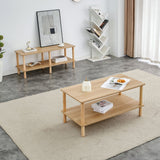 Modern 2 Tier Coffee Table With Open Storage Shelf For Living Room