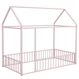 Metal Bed House Bed Frame With Fence