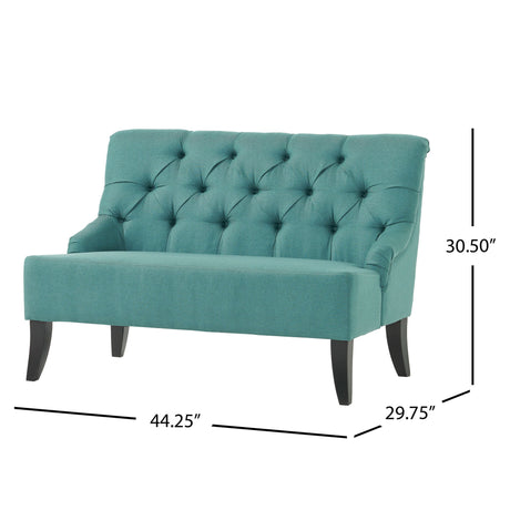 Nicole - French Style Upholstered Loveseat With Tufted Backrest - Teal