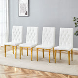 Vintage Style Armless Dining Chairs Set With Grid And Buckle Design