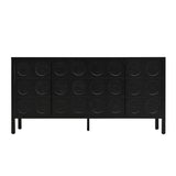 Stylish Storage Cabinet Sideboard With Unique Geometric Circle Door Design - Black
