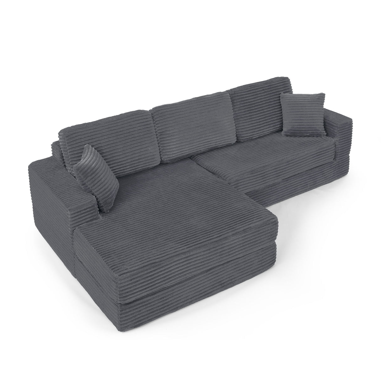 Modern Minimalist L Shape Modular Sectional Sofa, Corduroy Couch
