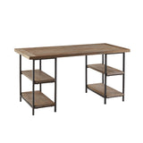 Industrial Style Metal Frame Accent Desk With Side Shelving - Gray
