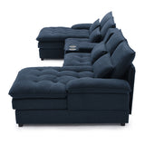 Contemporary U Shaped Sofa With Console And Cupholders