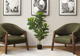 41" Tall, Artificial Plant, Fiddle Tree, Indoor, Faux, Fake, Floor, Greenery, Potted, Real Touch, Decorative - Green / Black