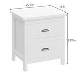 Versatile Solid Wood Night Stand With Drawers For Living Room And Bedroom - White