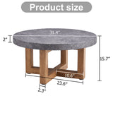 Modern Retro Texture Round Coffee Table With Crossed Legs - Gray