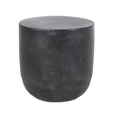 Outdoor Lightweight Concrete End Table With Natural Texture - Matte Black