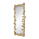 Full Length Mirror With en Leaf Accents, Floor Miiror For Living Room Bedroom - Gold