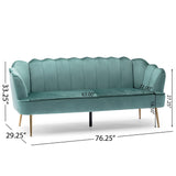 Modern Glam 3 Seater Sofa With Velvet Texture