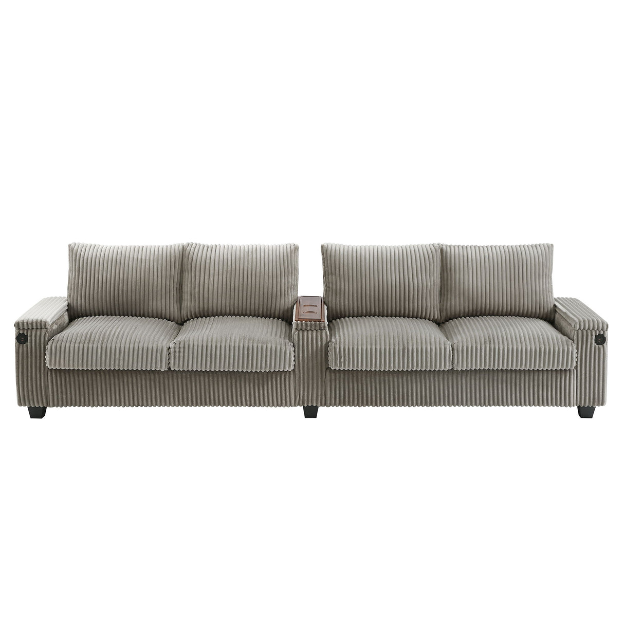 Modern 4 Seater Corduroy Sofa Couch With USB Ports And Hidden Storage