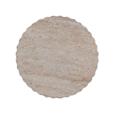 Elegant Outdoor / Indoor Lightweight Concrete Side Table With Travertine - Beige