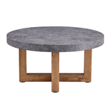 Modern Retro Texture Round Coffee Table With Crossed Legs - Gray