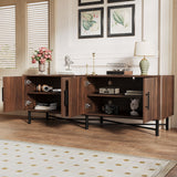 4 Door TV Cabinet, 2 Storage Spaces, Adjustable Shelves