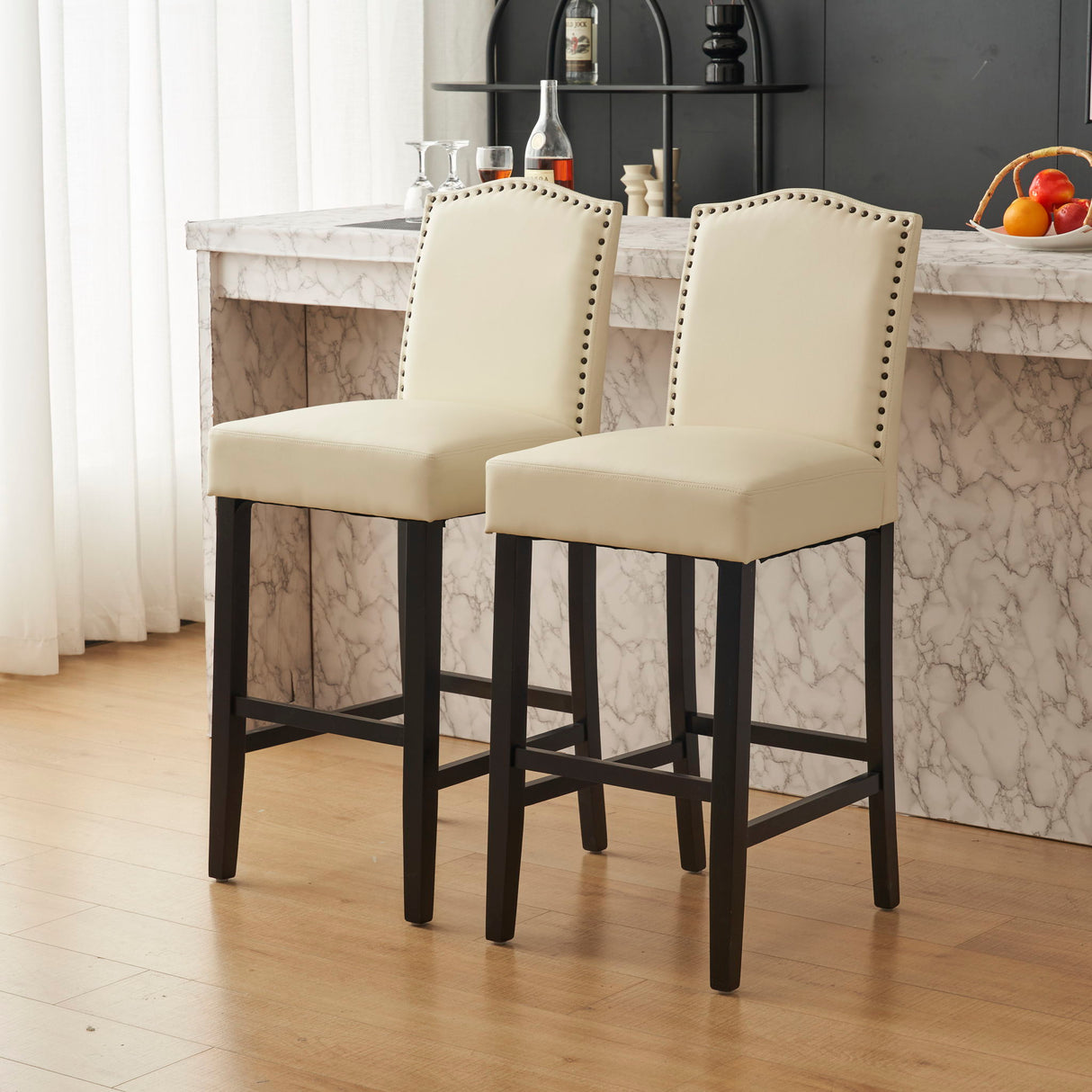 Counter Height Upholstered Bar Stools (Set of 2)