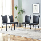Modern Chair Set 4 Pieces With Vertical Backrest Design For Kitchen And Living Rooms - Black