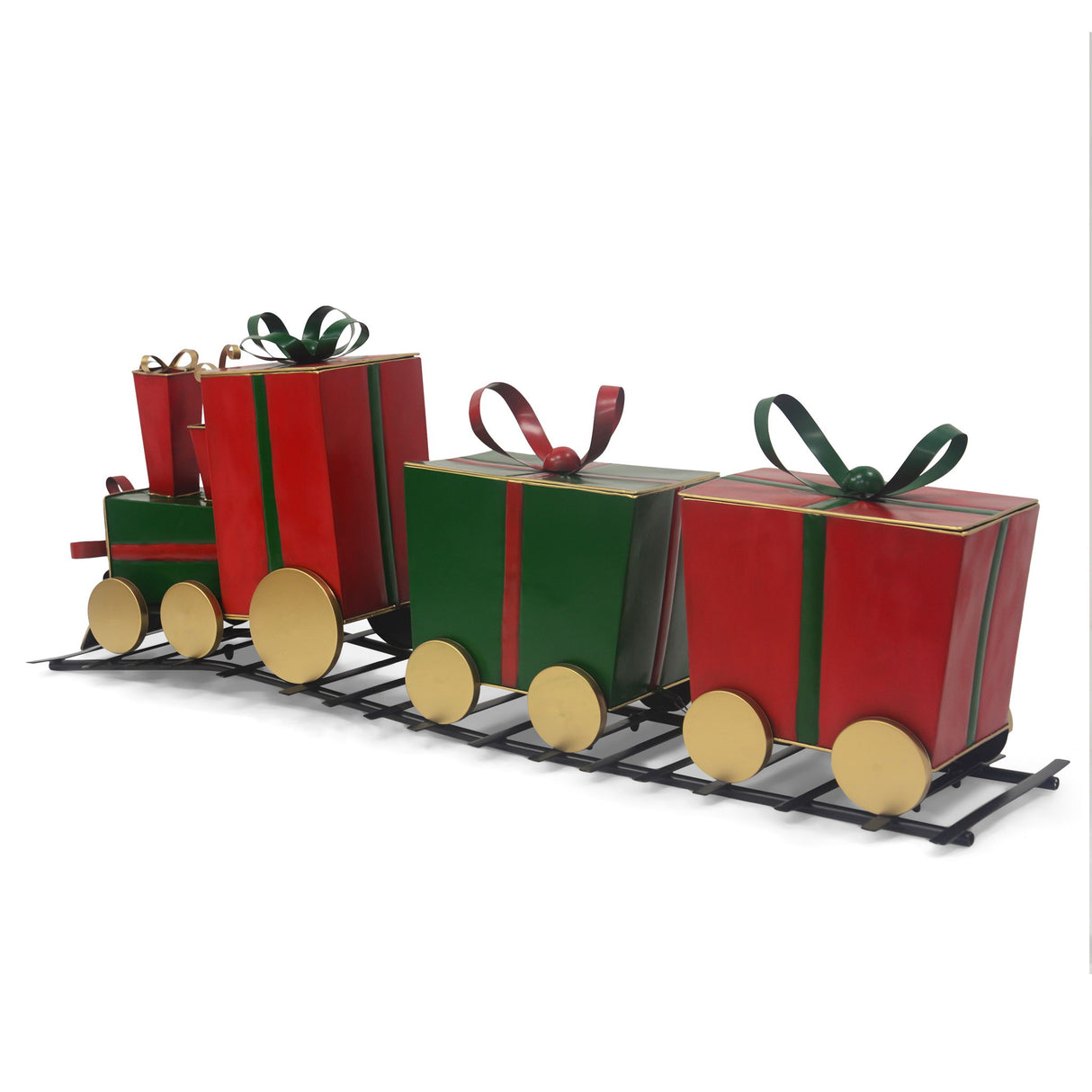 Festive Train Decor With Gift Shaped Carriages - Red