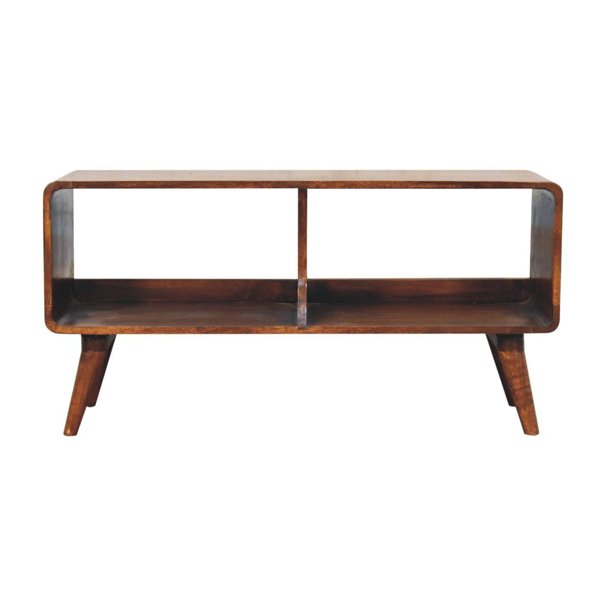 Curved Double Slot Media Unit - Dark Brown