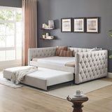 Inspired Upholstered Daybed With Trundle, Button Tufted