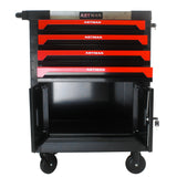 Removable 4 Drawer Metal Tool Cart With Lock - Black / Red