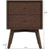 Caroline - Mid-Century Modern Style White Night Stand 2 Drawer